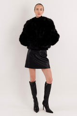 Orolay Cropped Faux Fur Coat #color_black