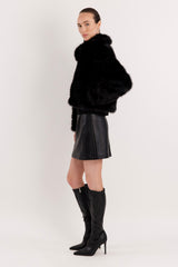 Orolay Cropped Faux Fur Coat #color_black