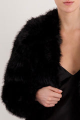 Orolay Cropped Faux Fur Coat #color_black