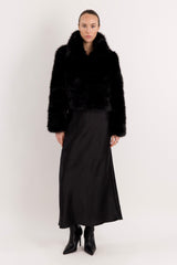 Orolay Cropped Faux Fur Coat #color_black