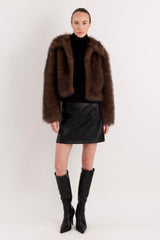 Orolay Cropped Faux Fur Coat #color_coffee
