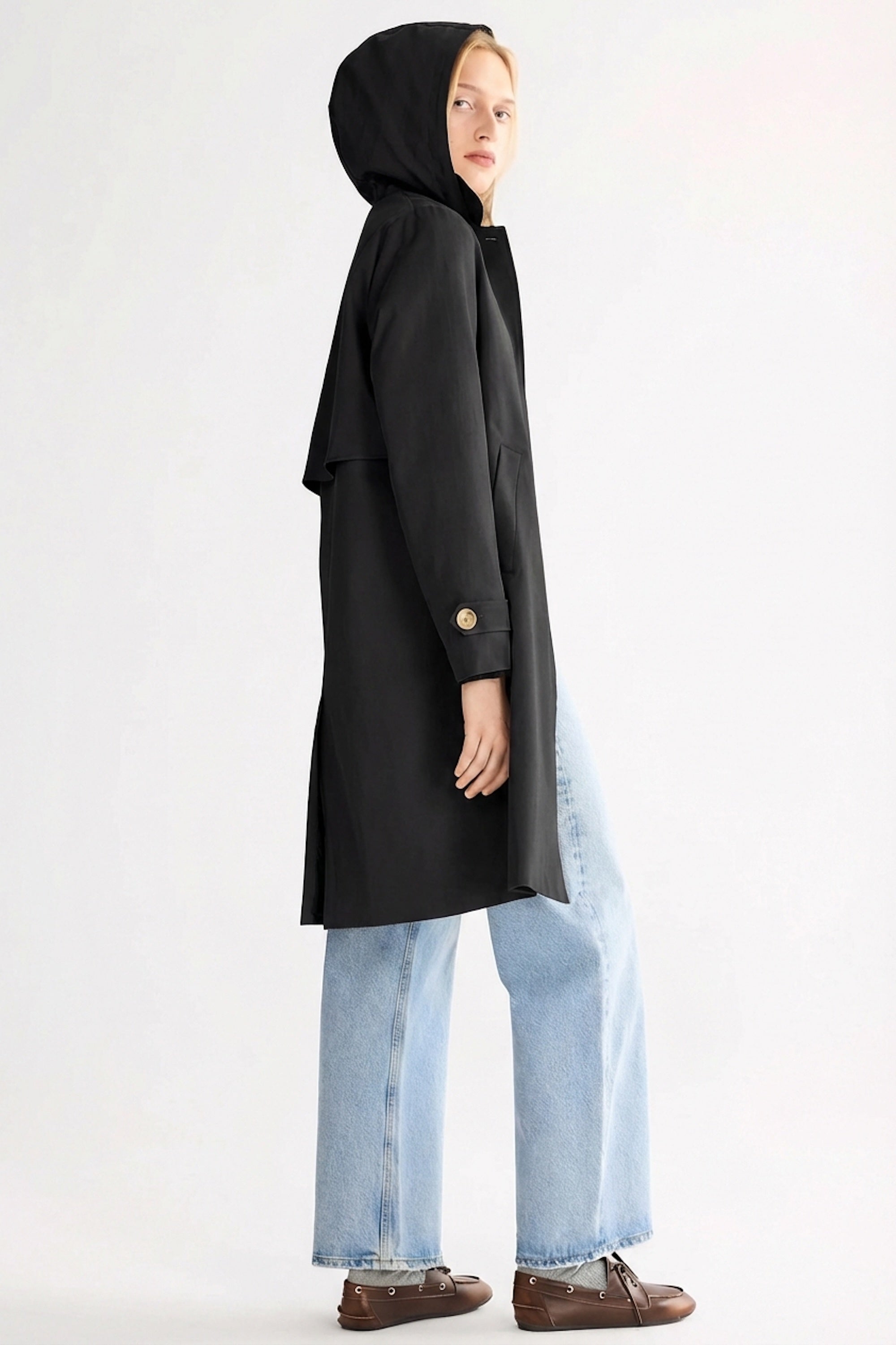 Orolay-Single-Breasted Trench-#color_Black