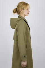 Orolay-Single-Breasted Trench-#color_Sage Green