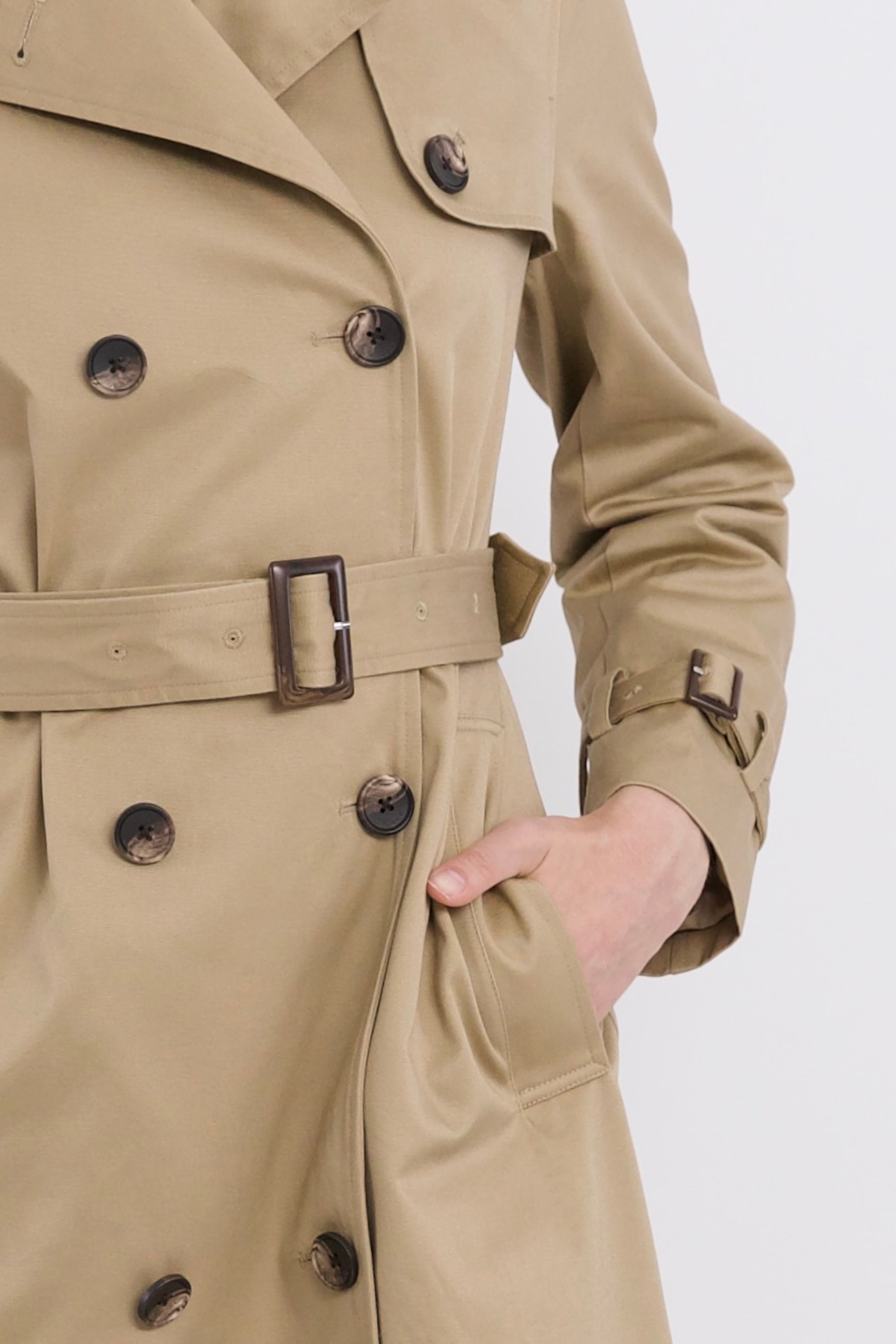 Maxi Length Classic Trench Coat Orolay #color_Khaki