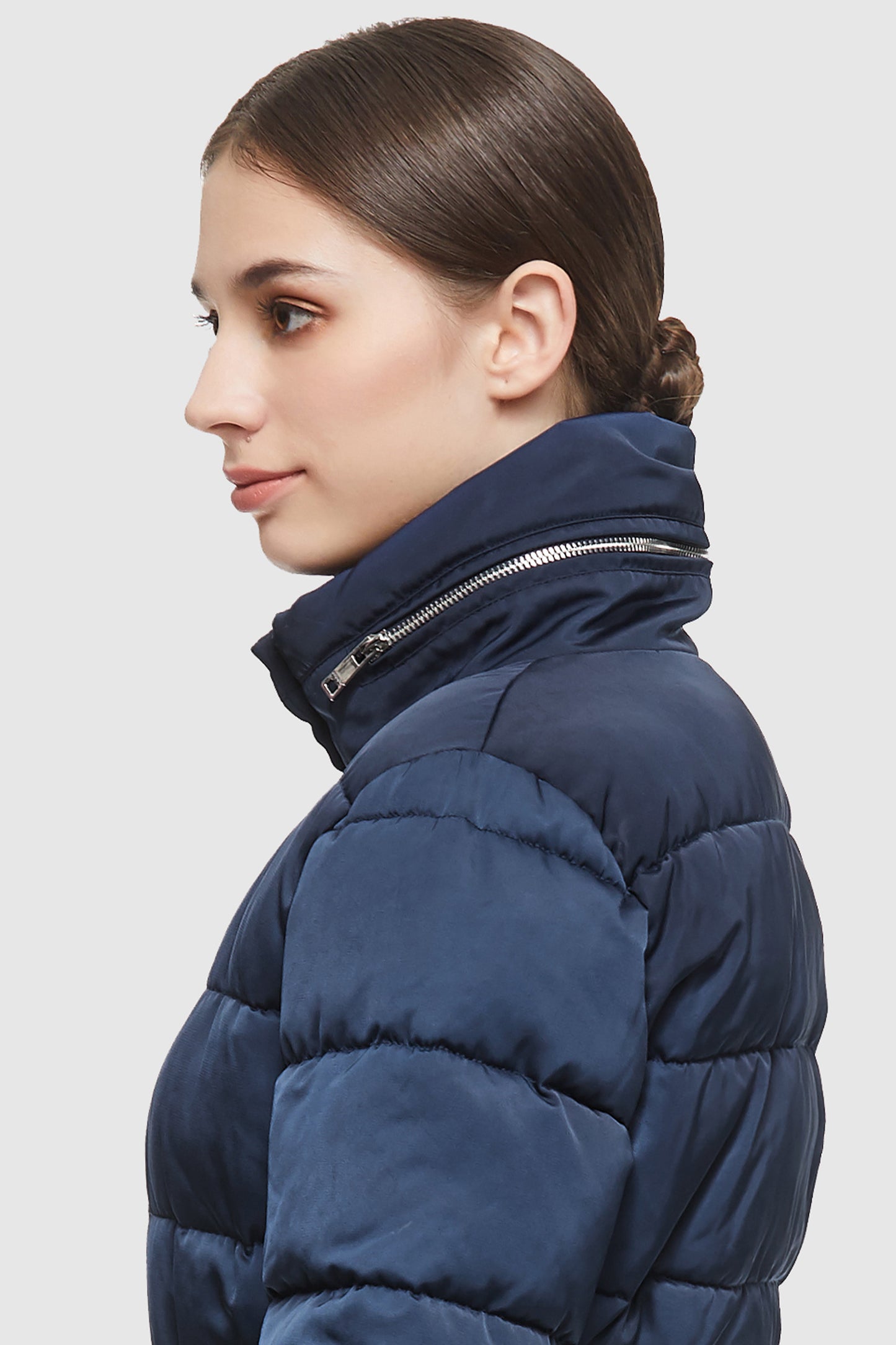 Stand Collar Down Jacket With Belted