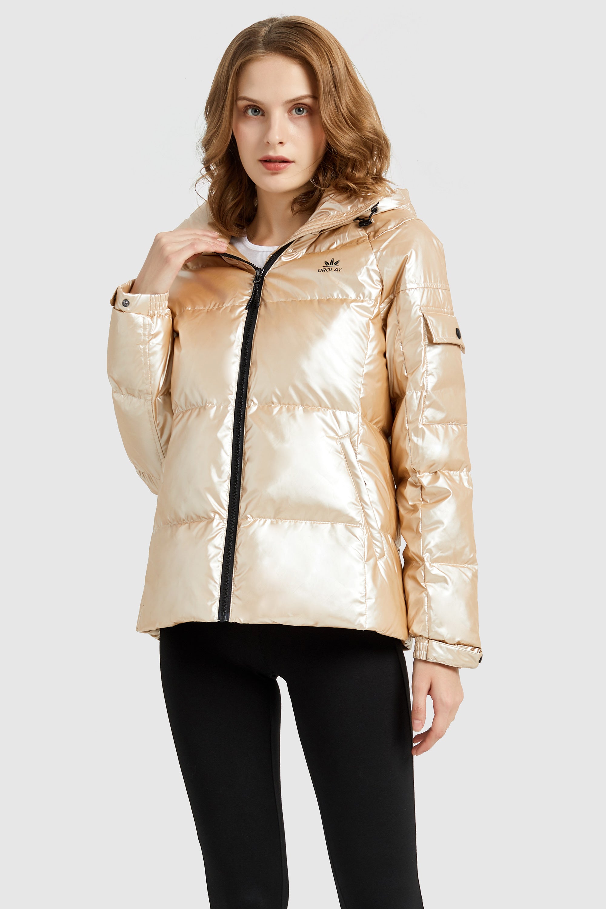 metallized hooded jacket