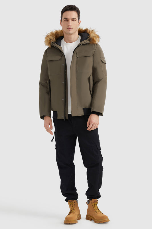 Hooded Mountain Parka with Faux Fur