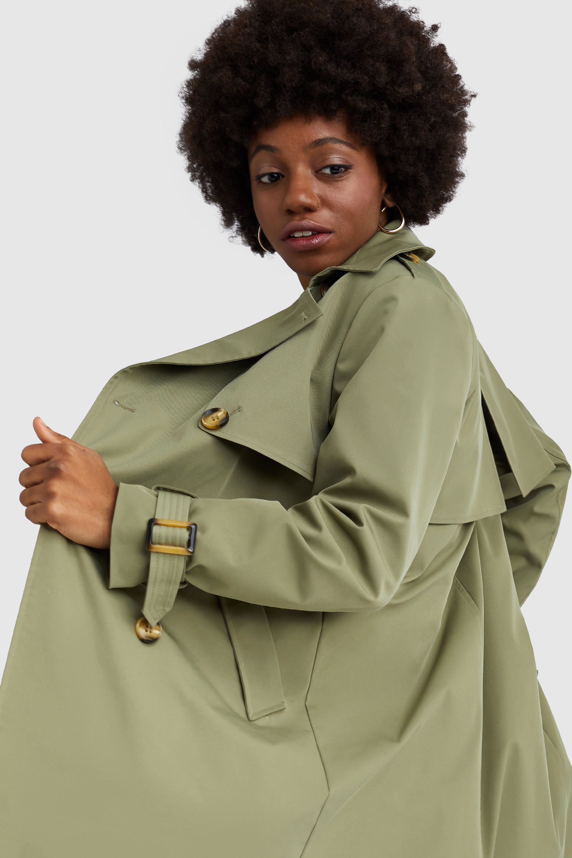Orolay Women s 3 4 Length Belted Double Breasted Trench Coat