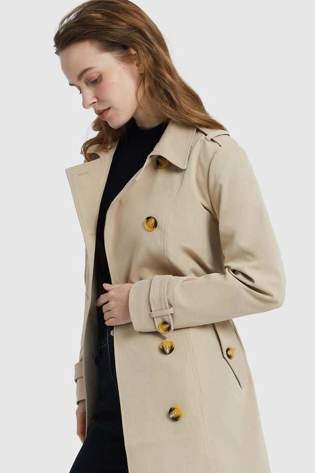 Knee-Length Double Breasted Trench Coat