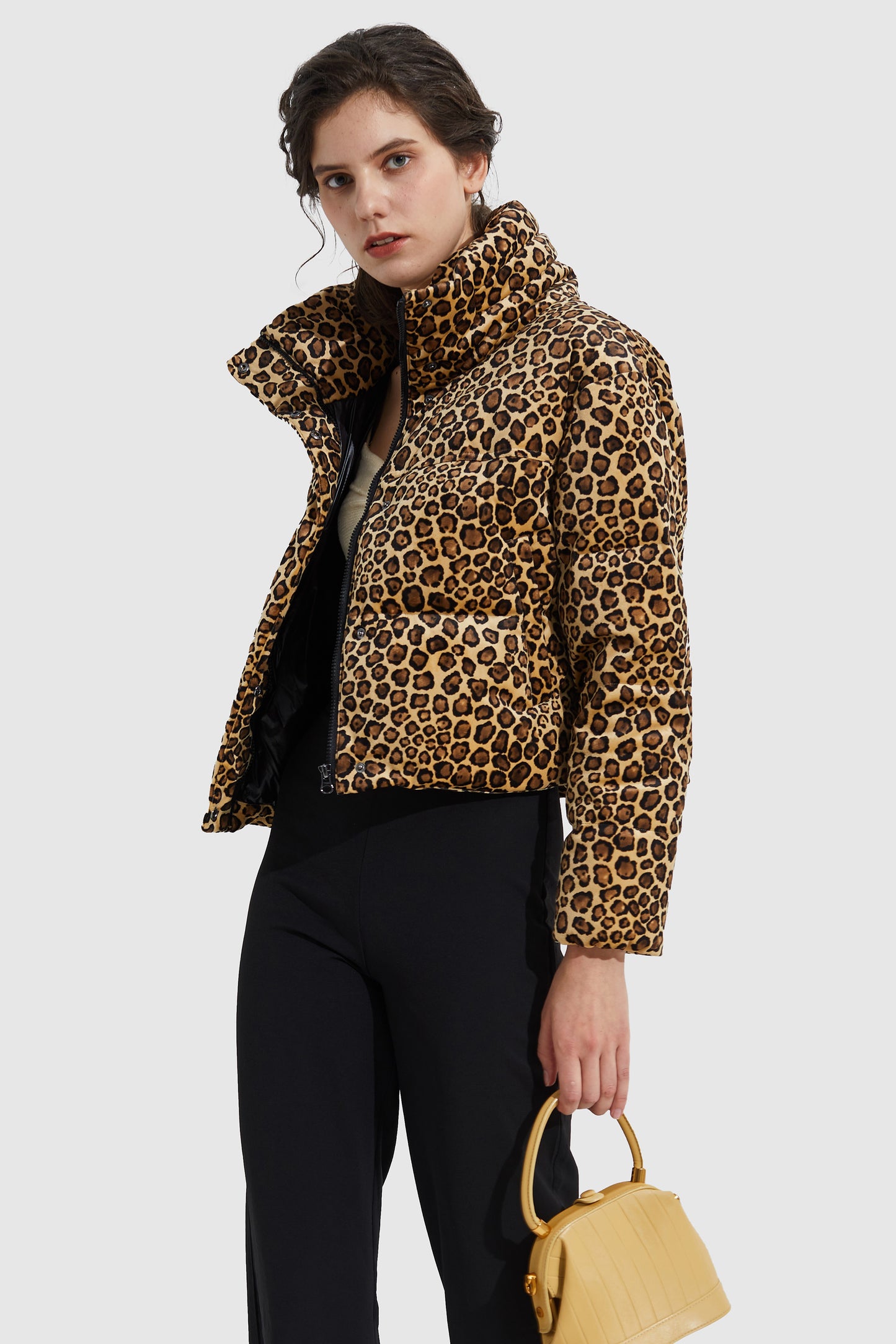 Ultra Short Leopard-Print Down Jacket