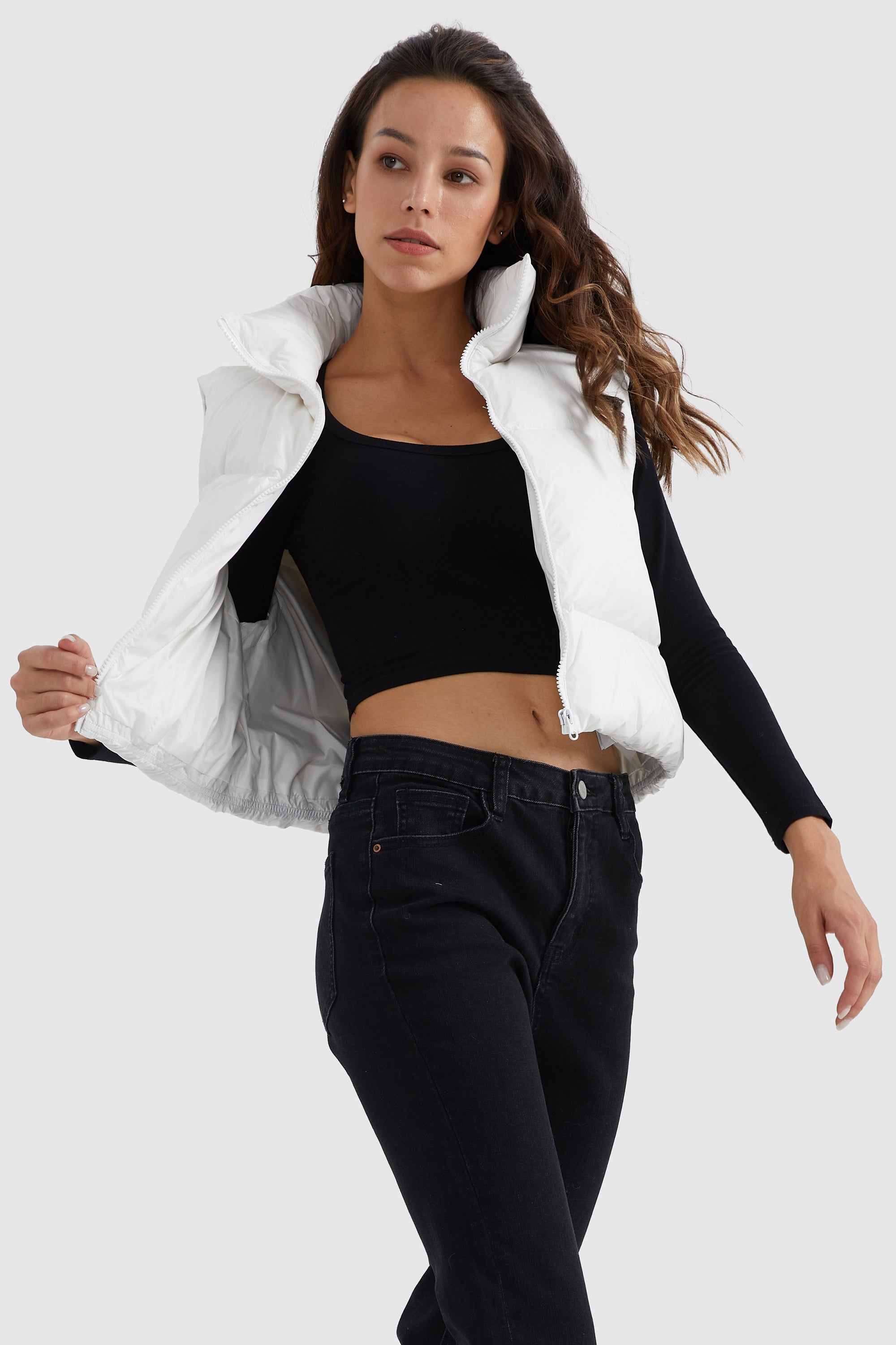 Cropped Puffer Down Vest