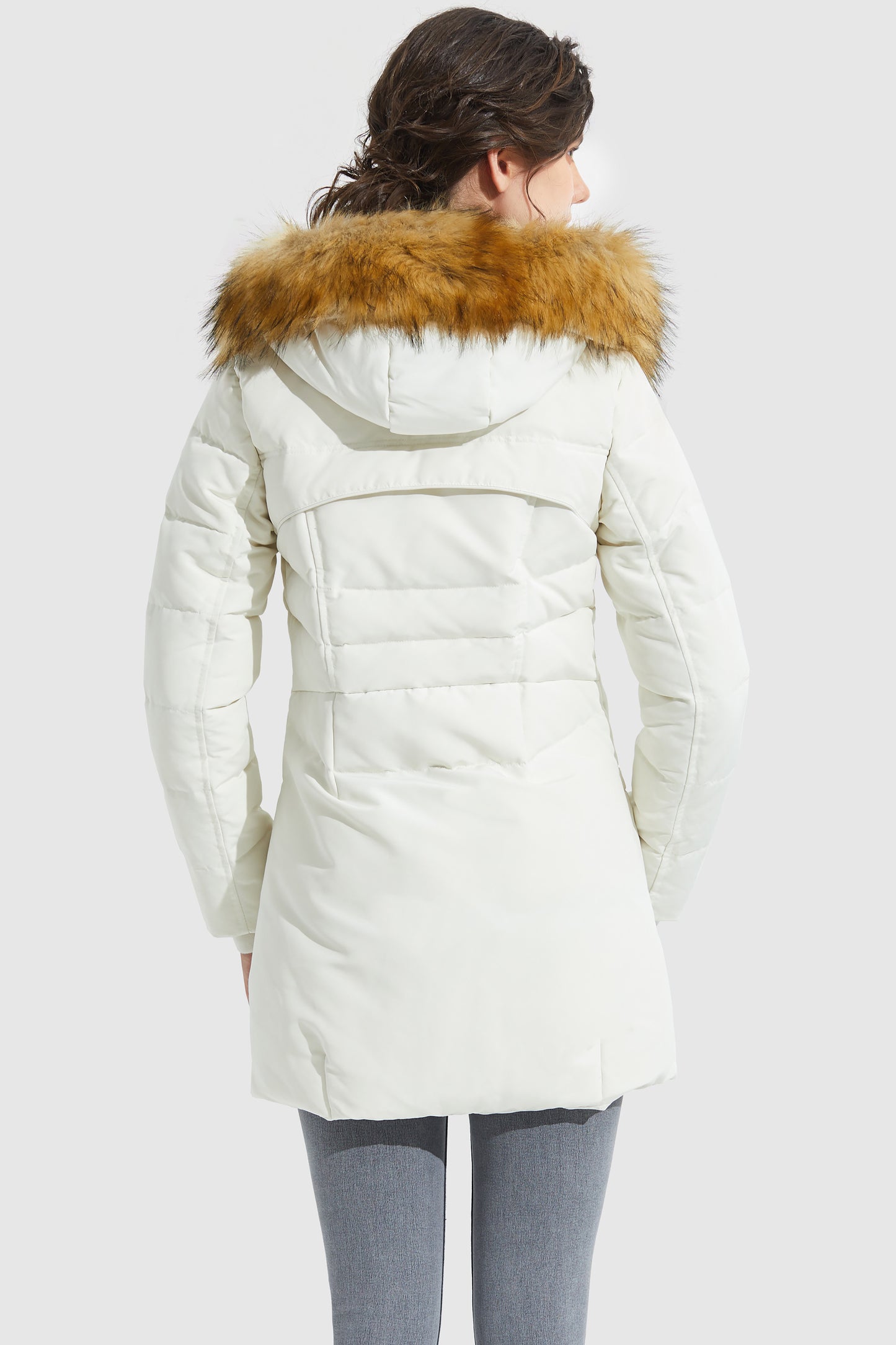 Light Down Jacket Fur Trim Hooded Coat